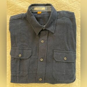 Tailor Vintage Stretch Flannel Patch Pocket Shirt in Heather Navy Size M